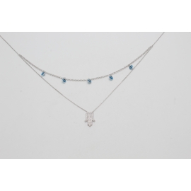 DOBLE CADENA HAMSA CON OJOS